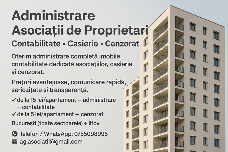 Administrare Asociatii de Proprietari: Contabilitate•Casierie•Cenzorat